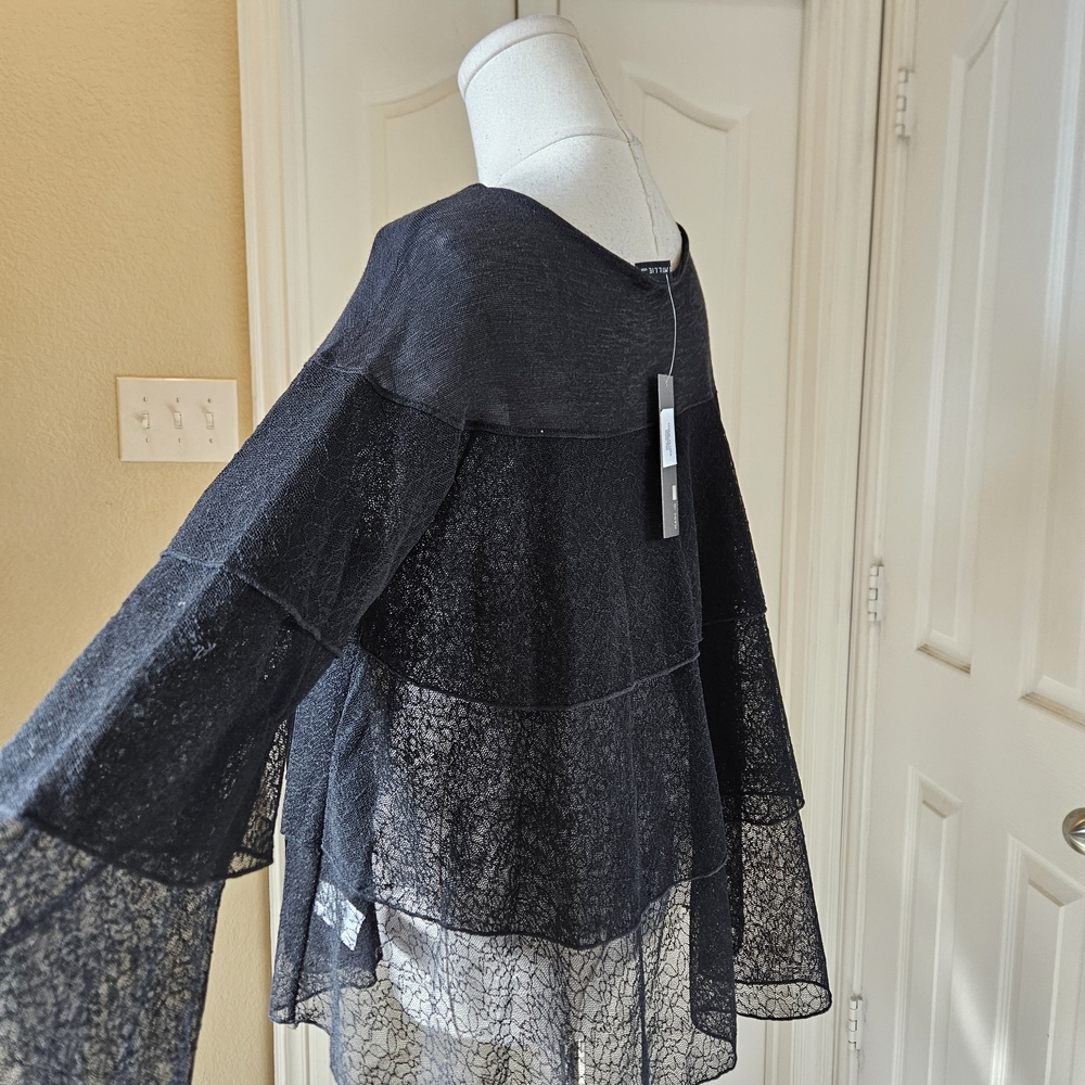 Nally & Millie Tiered Lace Overlay Top – Black Size OS NWT - Picture 7 of 13